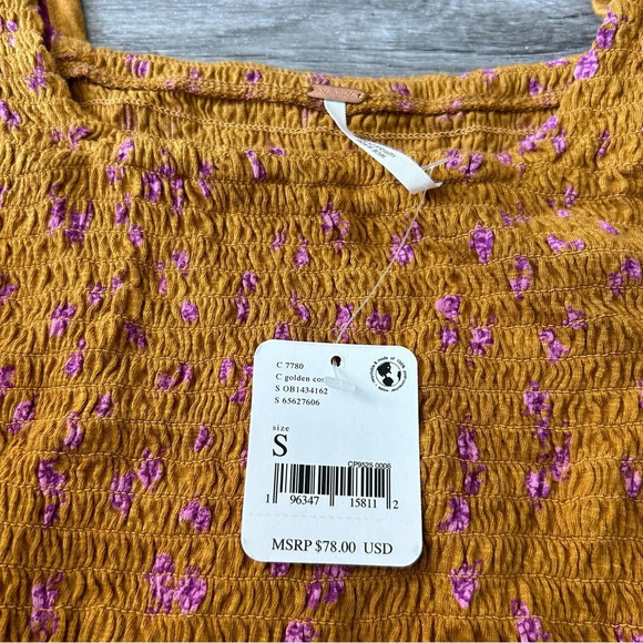NWT Free People Marigold Top Blouse in Golden Combo Boho Fall Fashion Size Small - Picture 4 of 6